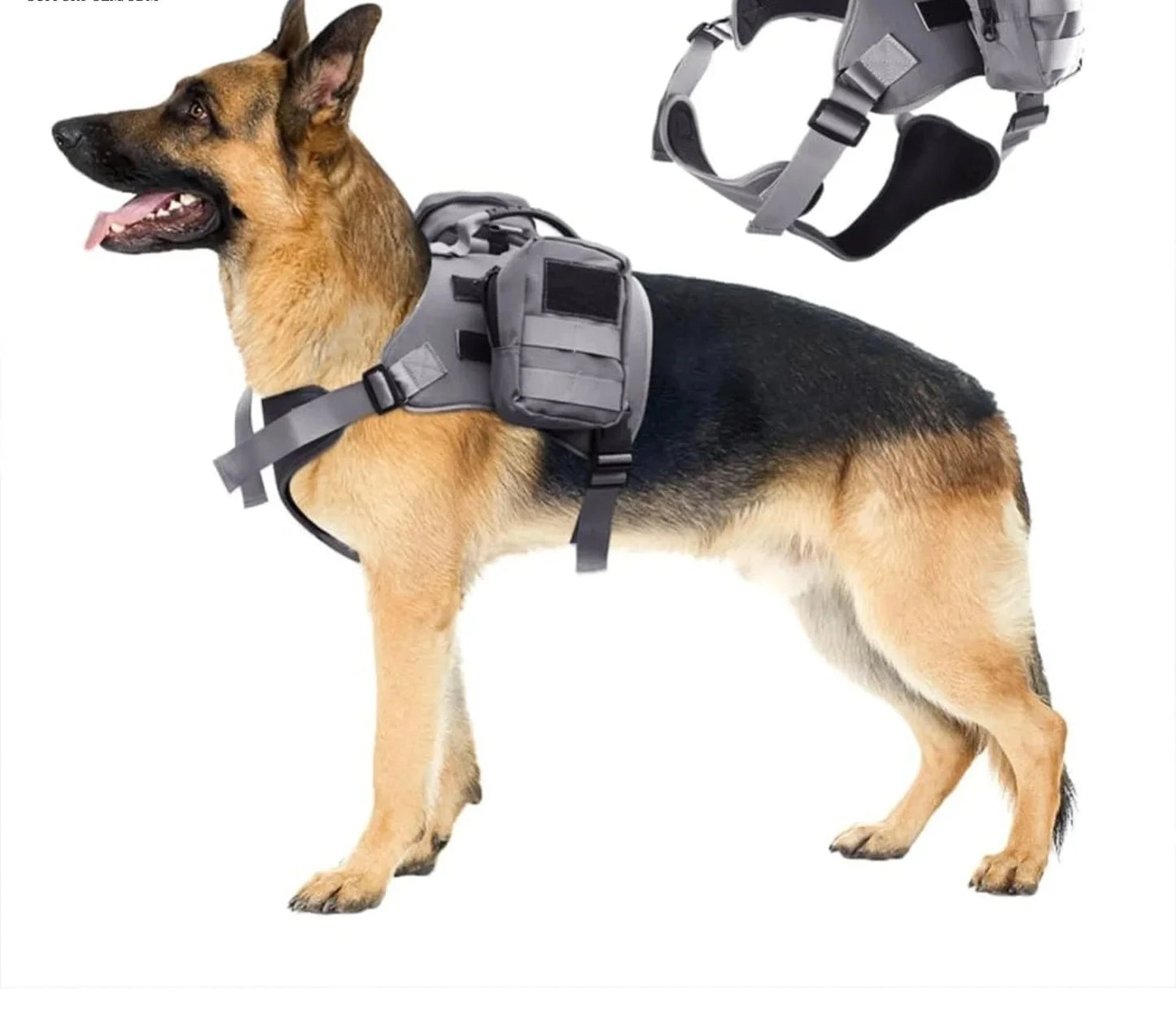 Harnais sac à dos pour chien avec sangles réglables et poches latérales