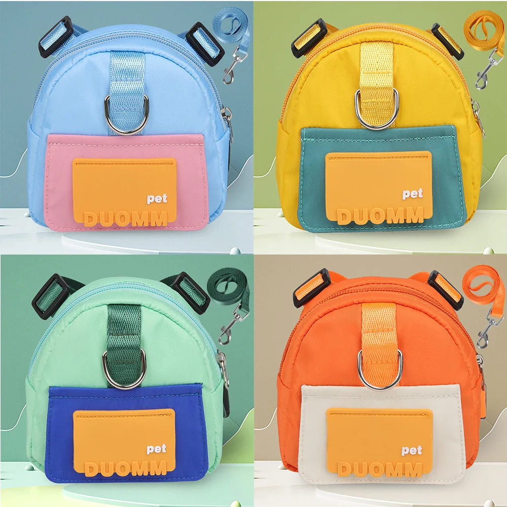 Adjustable Dog Harness with Snack Bag Backpack