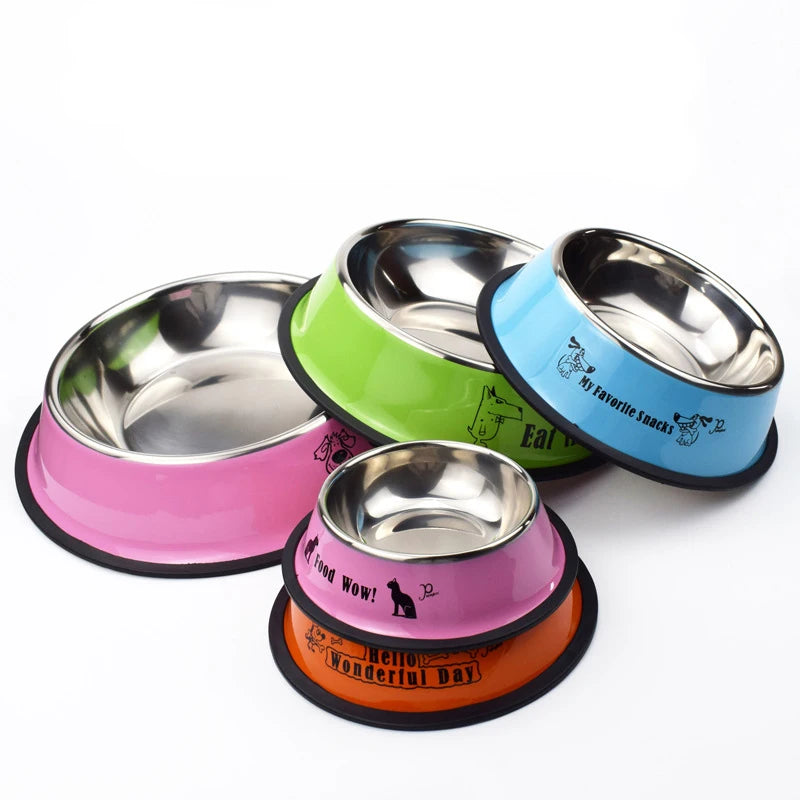Stainless Steel Pet Food & Water Bowl for Dogs & Cats