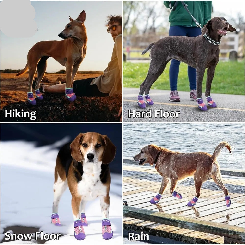 Breathable High-Cut Dog Boots for Hot Pavement & Summer Hiking | Set of 4