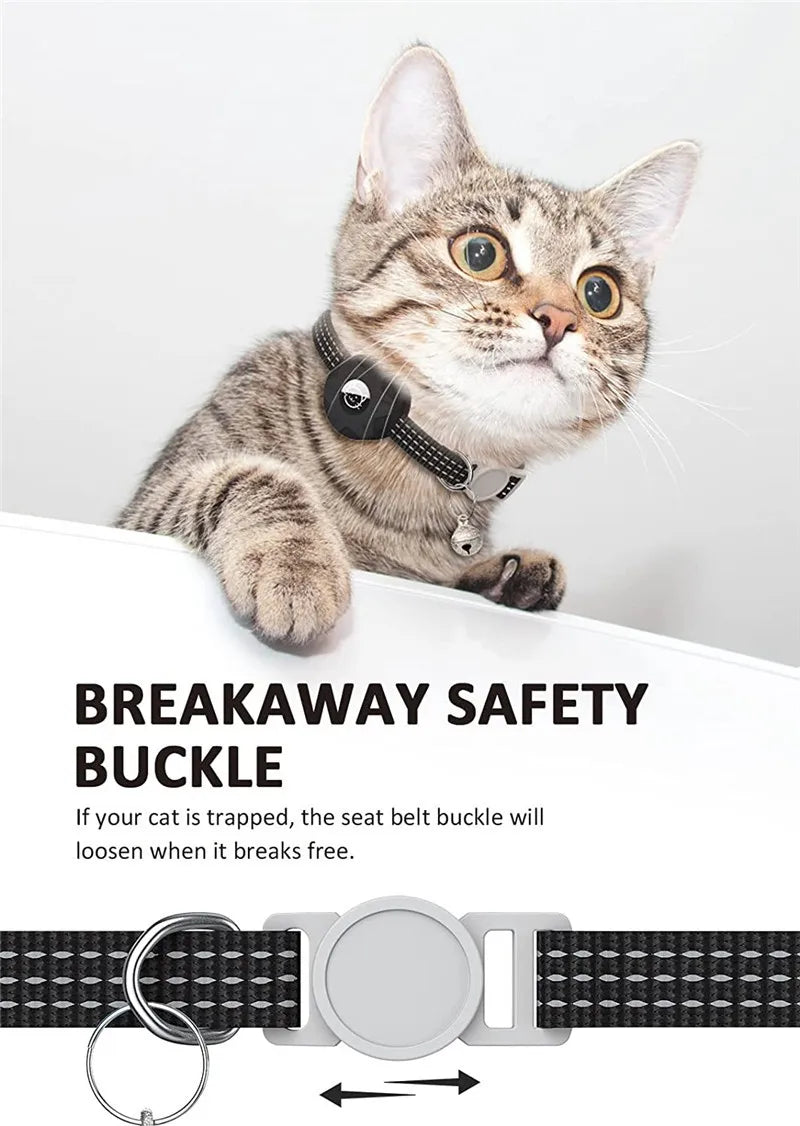 Support de collier pour animaux de compagnie avec design réfléchissant - Étui AirTag en silicone avec clochette