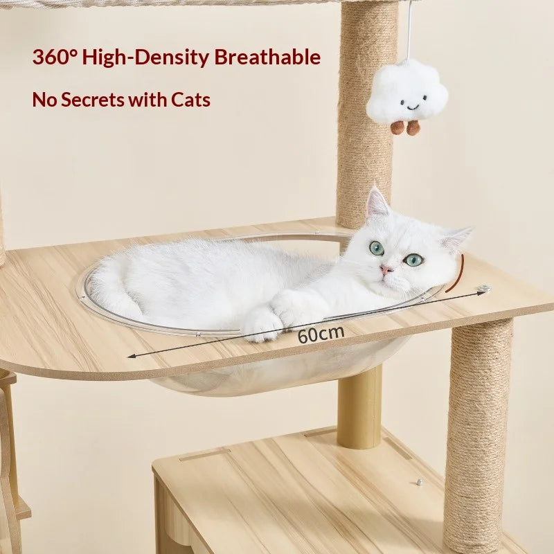 Wooden Cat Tree with Capsule House