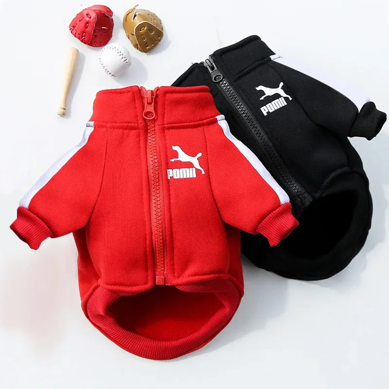 Dog Baseball Jacket | Autumn Winter Sweatshirt Coat for Small & Medium Dogs