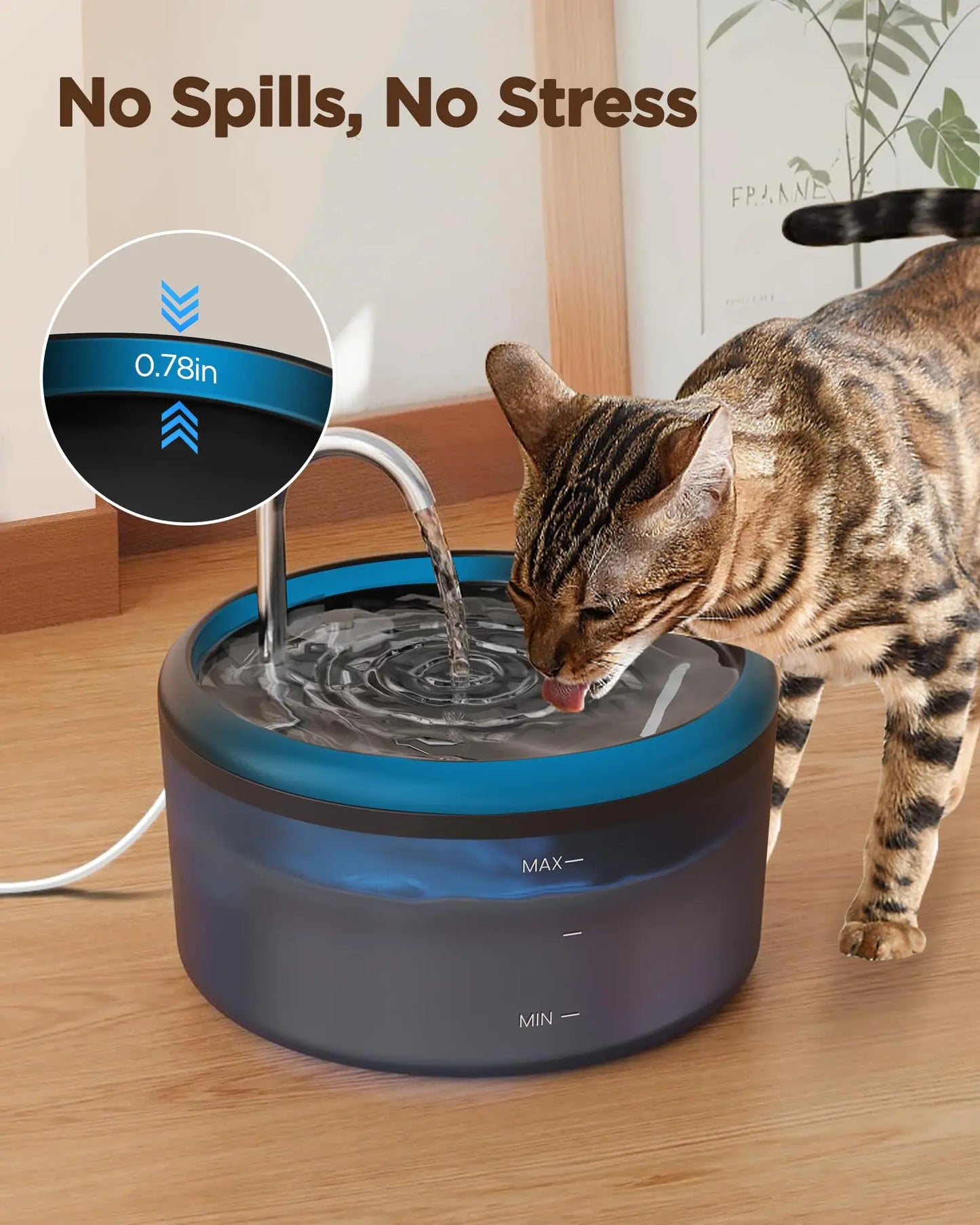 Automatic cat drinking fountain, dog water feeder, visual cat fountain, water fountain suitable for small and medium-sized pets