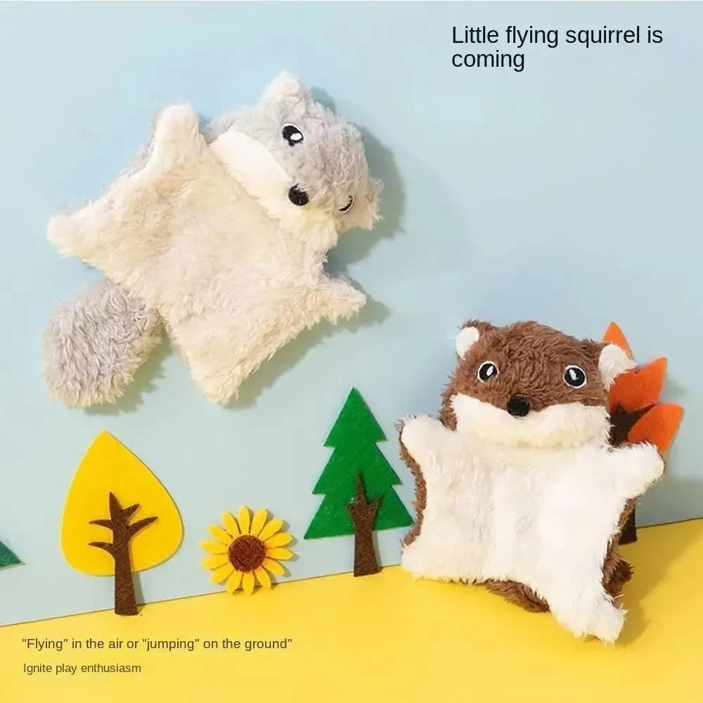 Plush Flying Squirrel Cat Teaser Toy with Crinkle Sound