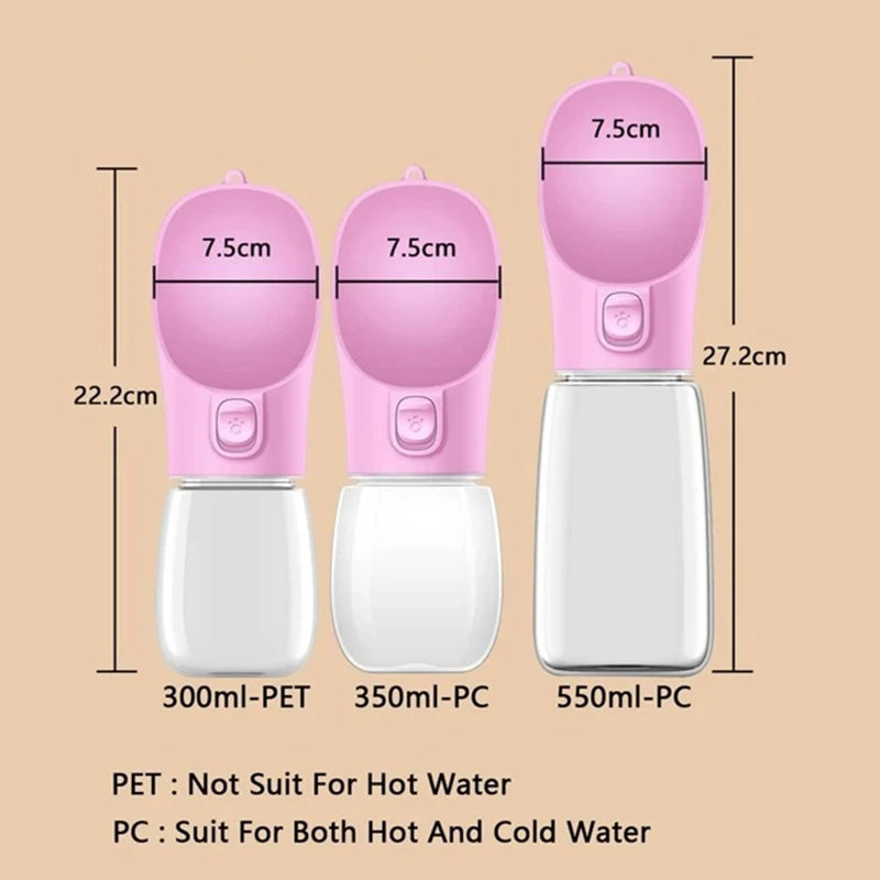 Portable Dog Water Bottle with Drinking Bowl – Leakproof, for Dogs & Cats