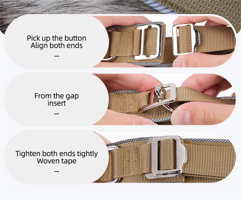 Padded Reflective Tactical Dog Collar for Medium & Large Dogs