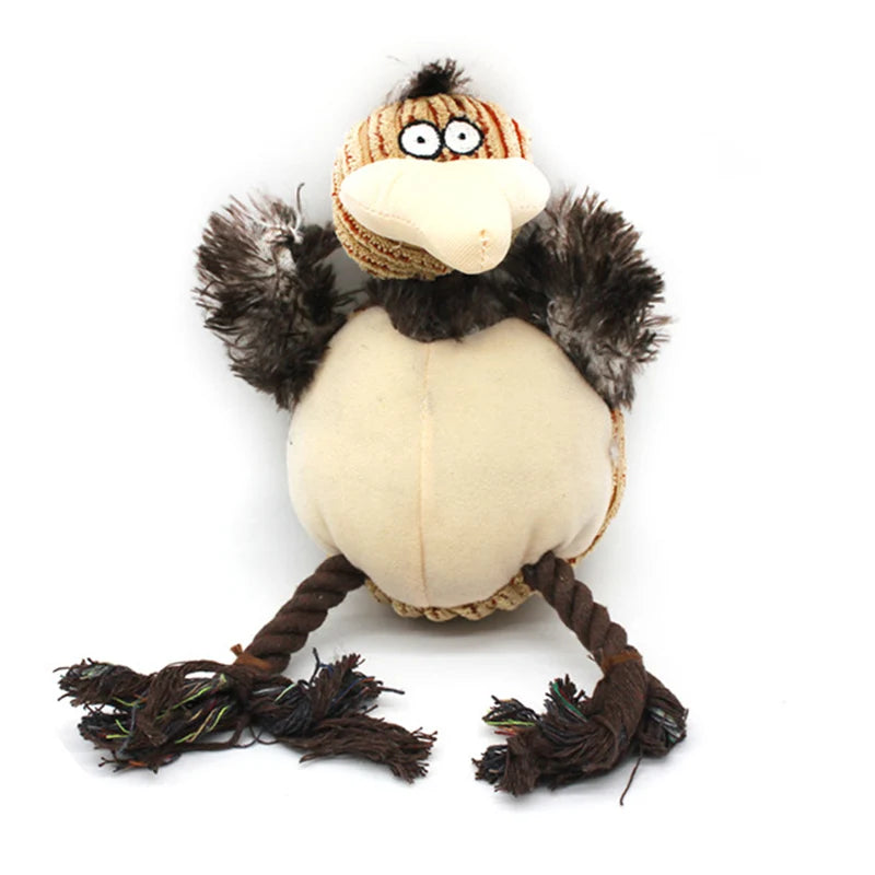 Animal Shaped Squeaky Fleece Chew Toy for Small Dogs