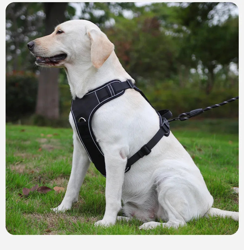 Tactical No-Pull Dog Harness with AirTag Holder – Reflective Vest for Medium & Large Dogs