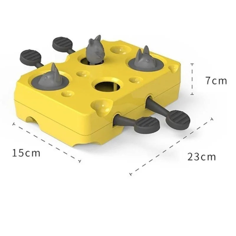 Whack-a-Mole Cat Puzzle Toy – Cheese Box Treat Dispenser for Kittens