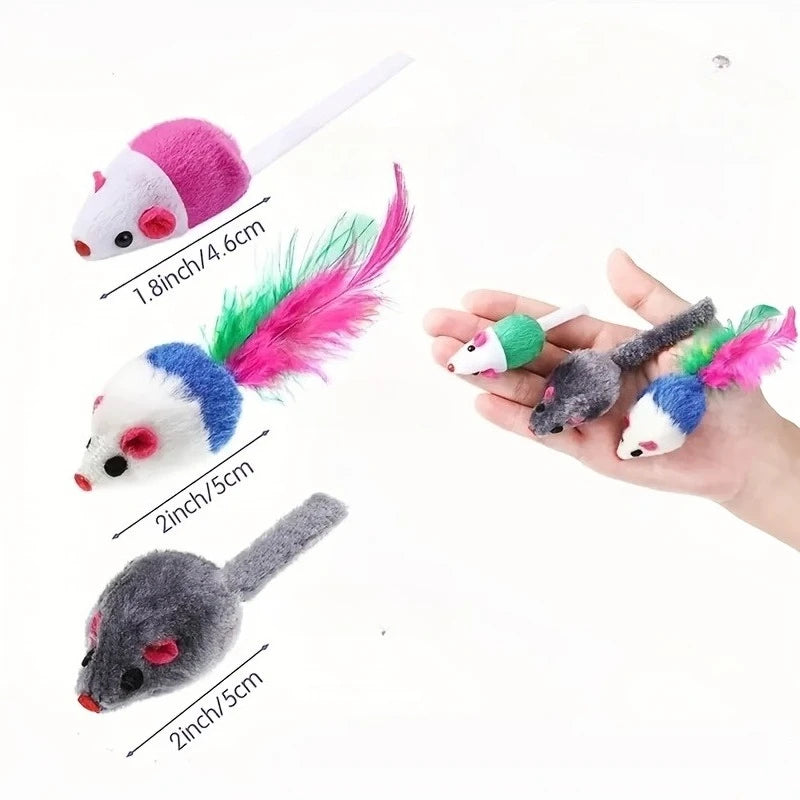 Cat Toy Mice with Colorful Tails - Multi-Pack