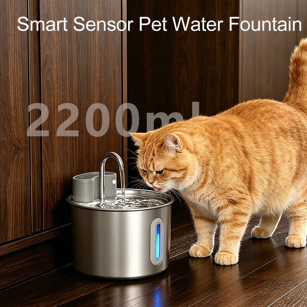 2.2L Rechargeable Smart Sensing Water Fountain for Cats & Dogs
