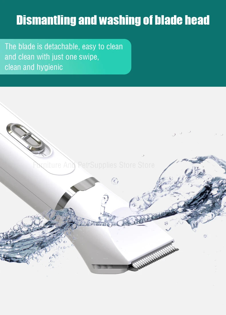 4-in-1 Cordless Pet Grooming Set with 4 Blades — Low Noise Rechargeable Clipper