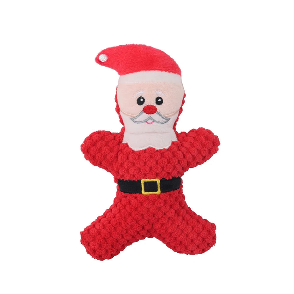 Christmas Plush Squeaky Toy for Dogs & Cats – Santa, Deer & Gingerbread