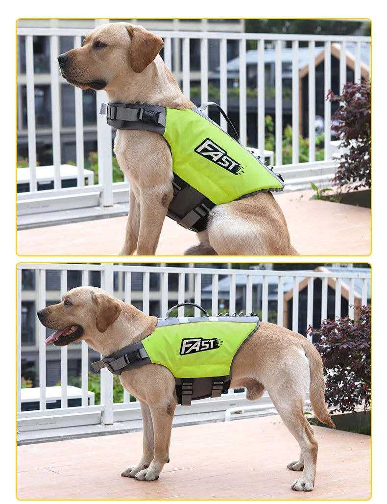 Dog Swimming Life Jacket & Safety Vest with Reflective Trim