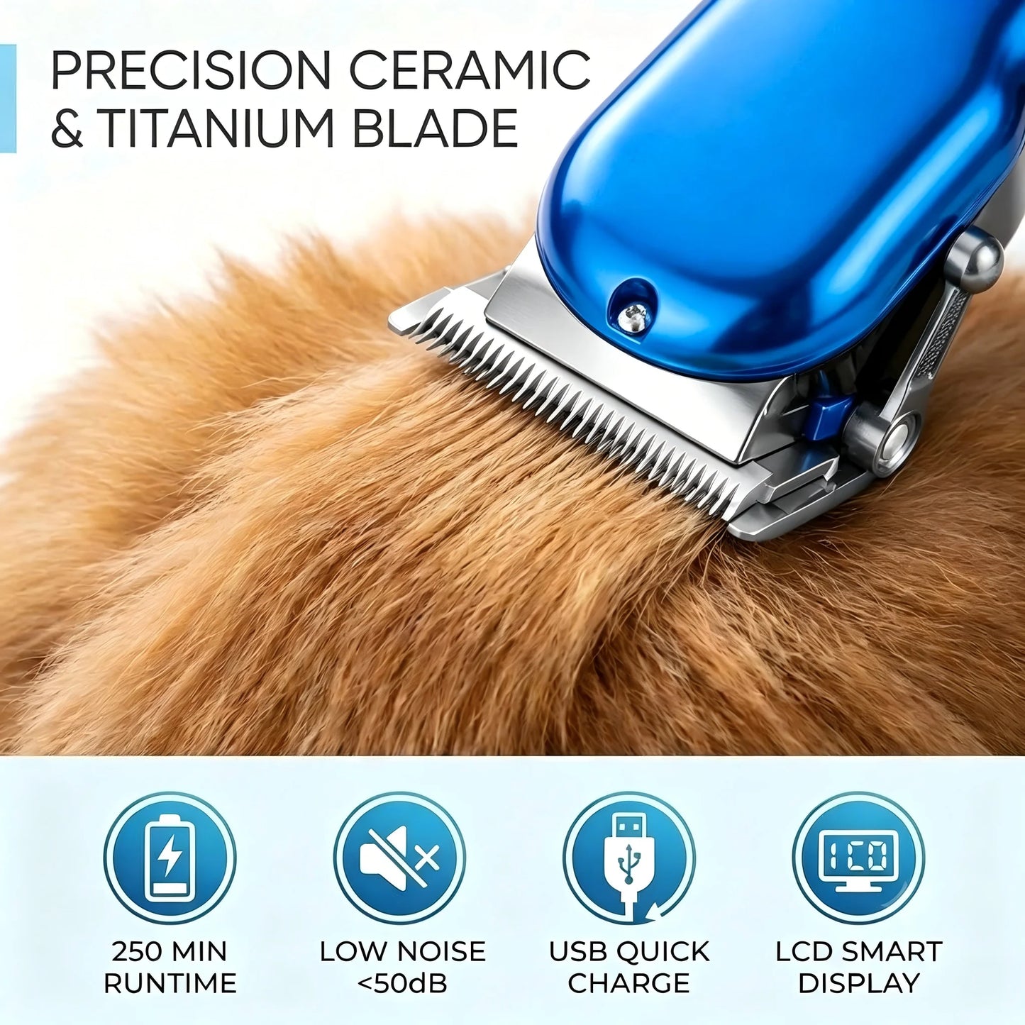 Professional Cordless Pet Grooming Clipper with LCD Display — Ultra-Quiet
