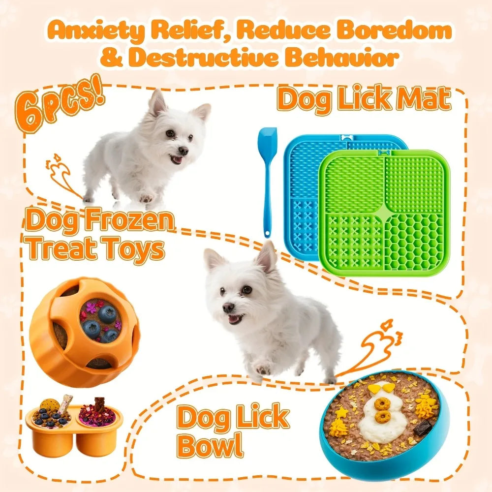 Silicone Dog Enrichment Set — Licking Mat, Snack Ball & Bowl