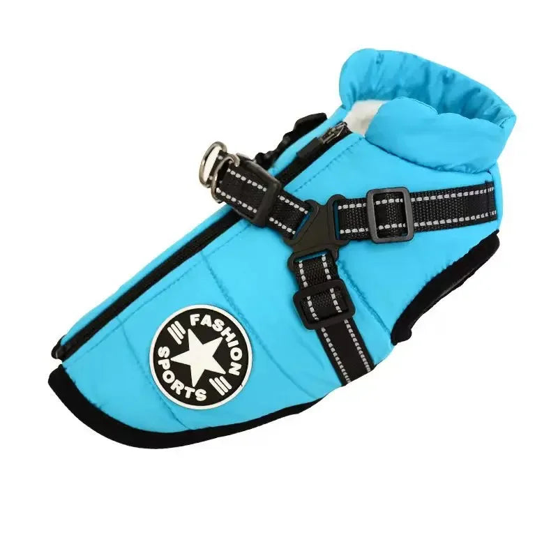 Waterproof Fleece Dog Jacket with Harness