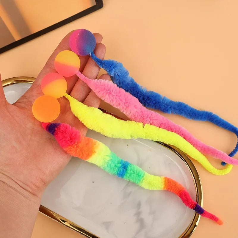 Interactive Glow & Bounce Cat Toy Set – Caterpillar, Balls & Teaser