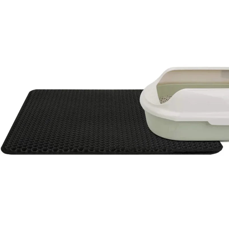 Tapis de litière pour chat avec cadeau - Tapis de litière pour animaux de compagnie double couche étanche