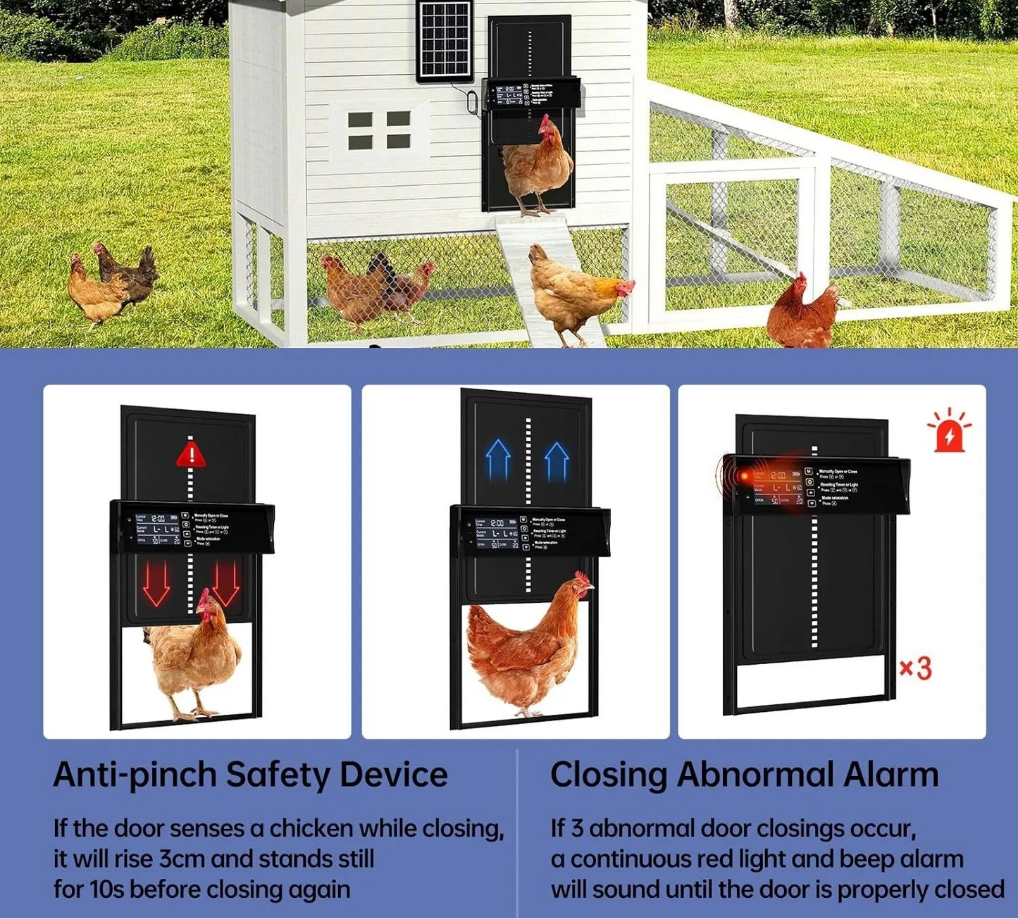 Automatic Chicken Coop Door - Solar Powered with Timer & Light Sensor