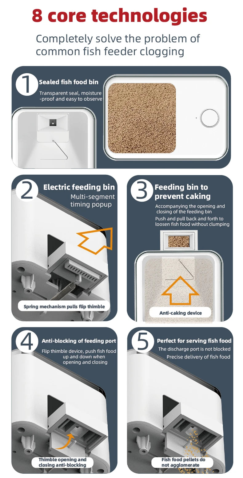 Smart WiFi Automatic Fish and Turtle Feeder - Multiple Capacity Options