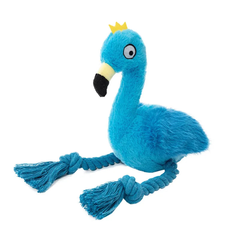 Jouet pour chien Flamingo en peluche avec corde - Jouet à mâcher en coton tressé
