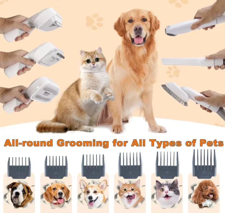 6-in-1 Pet Grooming Vacuum Kit | 2.5L | CE, RoHS & FCC Certified | Dogs & Cats
