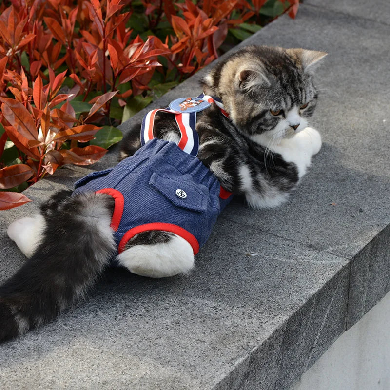 Cat Dog Female Panties Denim Strap Pet Shorts for Small Dogs Cats Kitten Puppy Underclothe Anti-harassment Safety Panties