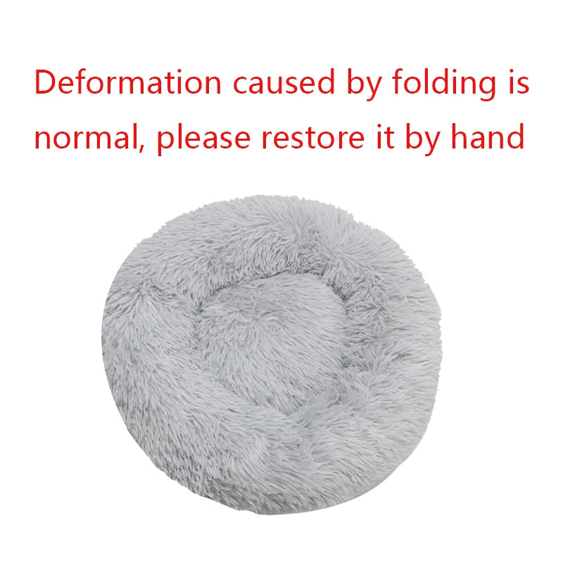 Round Plush Pet Bed — Washable Warm Basket for Dogs & Cats, 6 Sizes