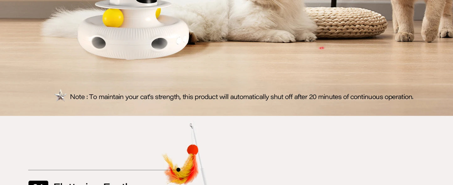 Jouet interactif pour chat 4 en 1, rechargeable par USB, avec plumeau et balle