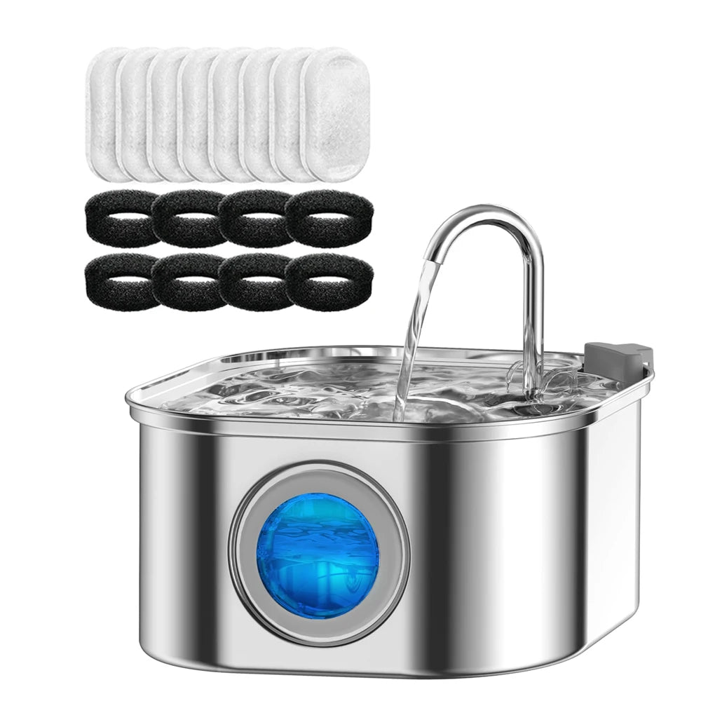Stainless Steel Smart Pet Water Fountain with Sensor — 3.2L