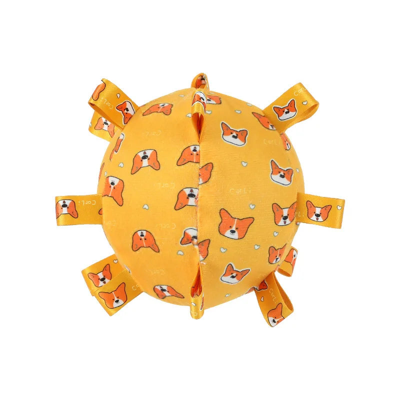 Interactive Ball Dog Toy with Plush Handle and Bells