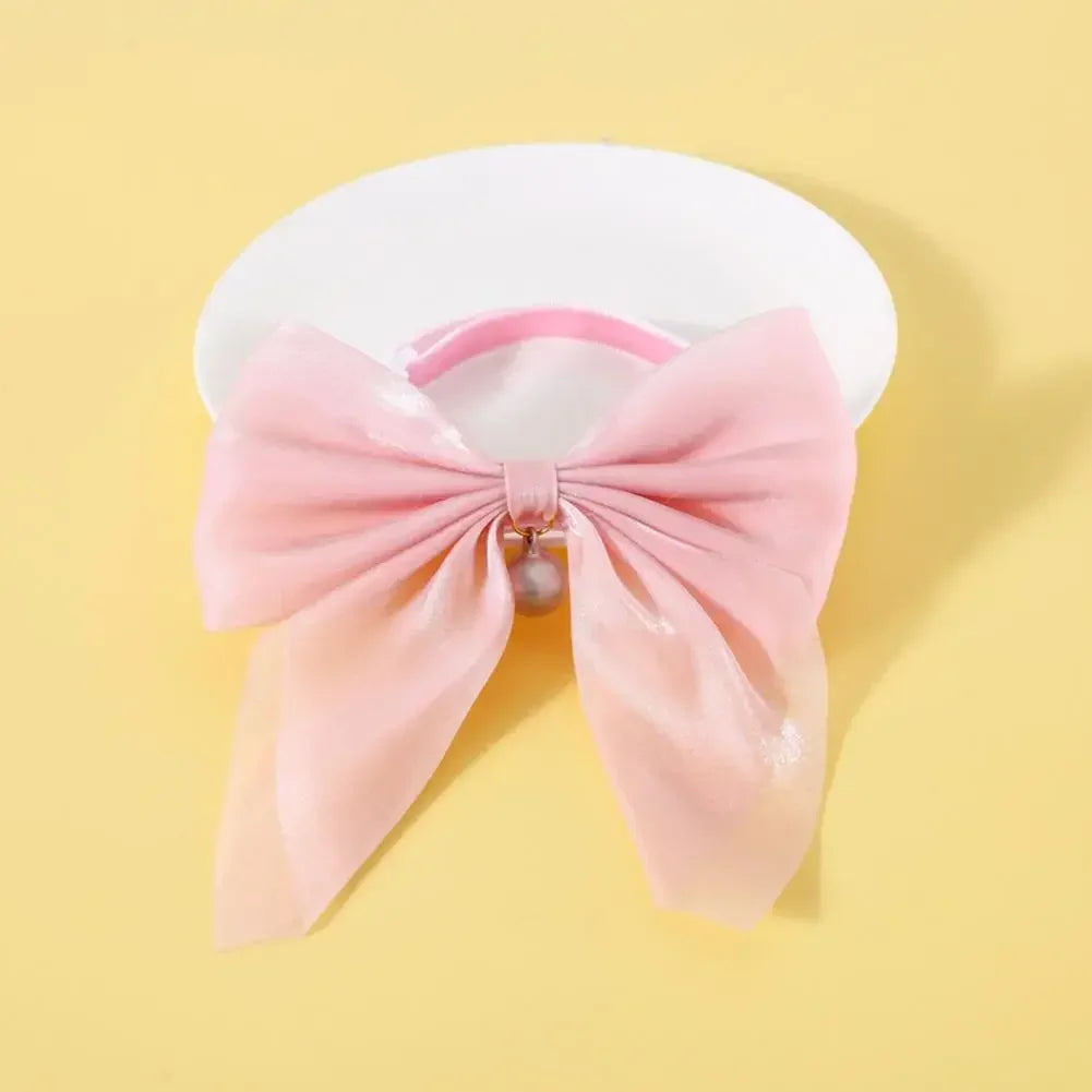 Velvet Bow Cat Collar with Bell - Decorative Breakaway Kitten Collar