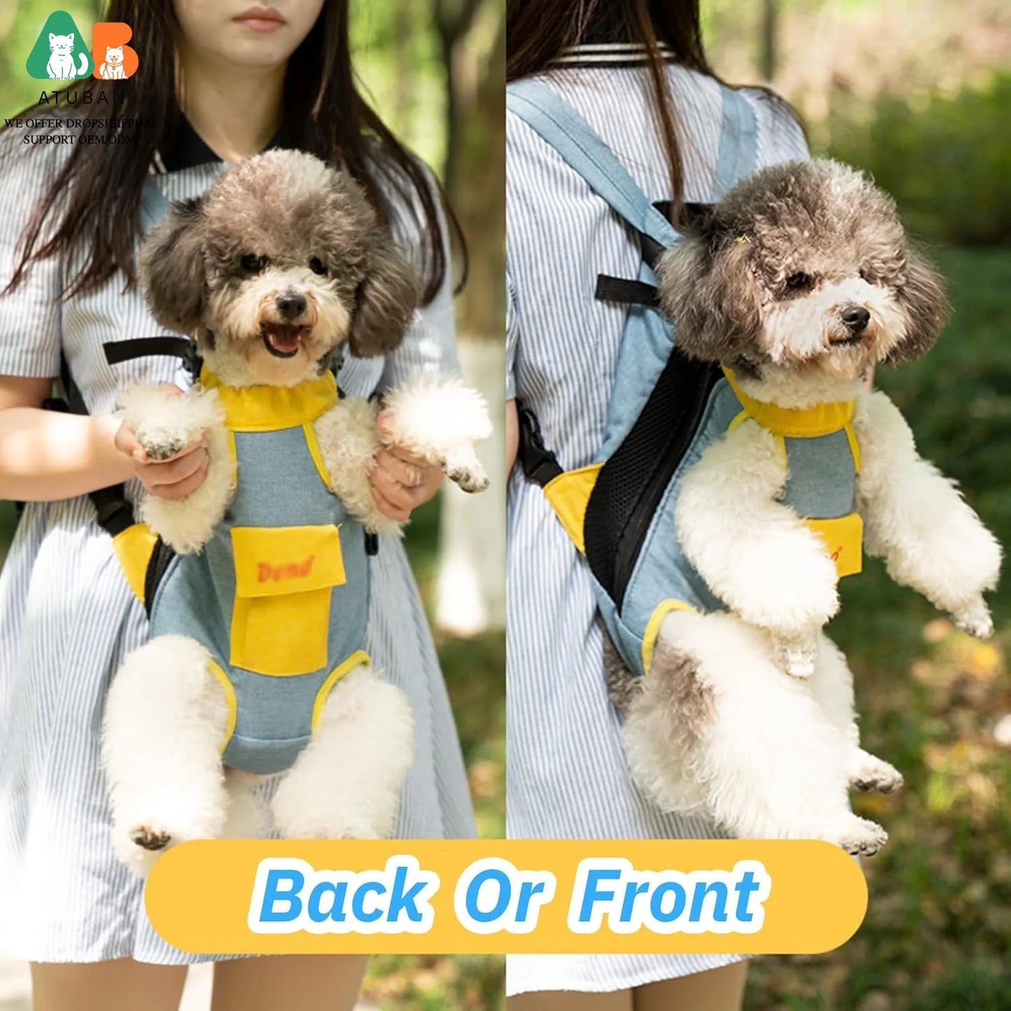 Hands-Free Front & Back Pet Carrier Backpack for Cats & Dogs