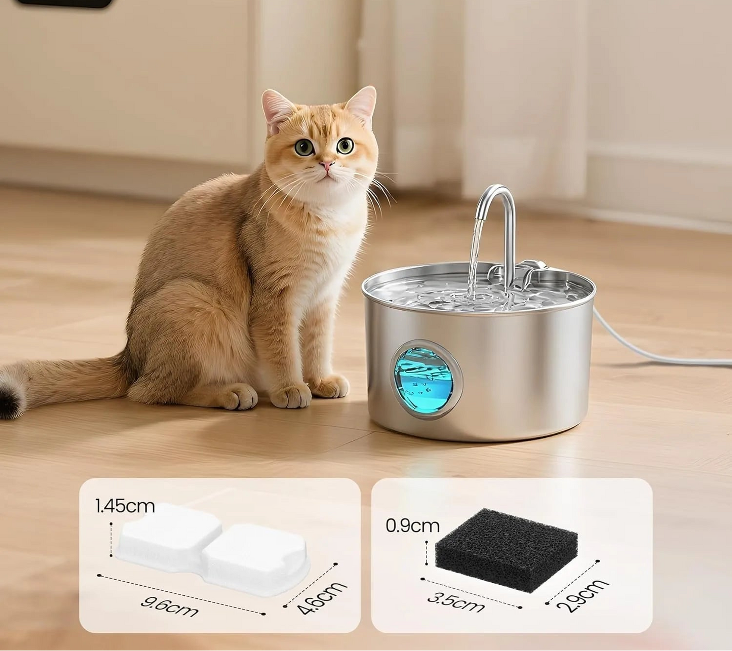 Filtres et éponges de remplacement pour fontaines à eau pour animaux de compagnie de 2,2 L - Lot de 12