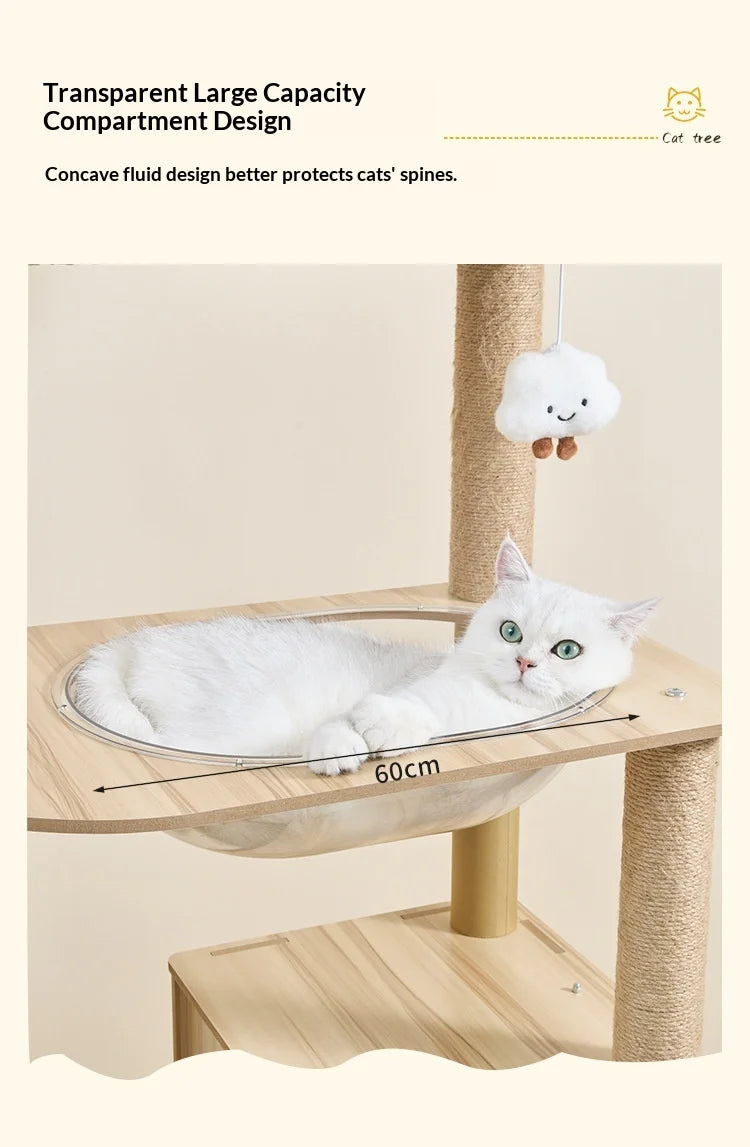 Wooden Cat Tree with Capsule House