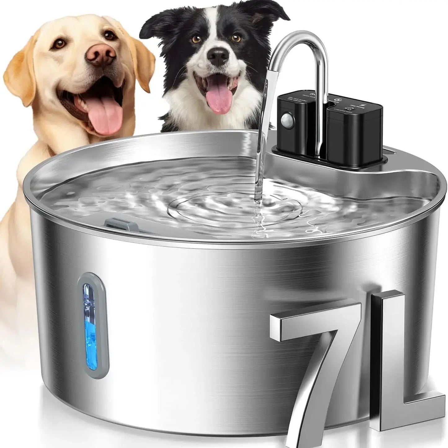 Fontaine à eau sans fil en acier inoxydable de 7 L pour chat — Sans fil intérieur
