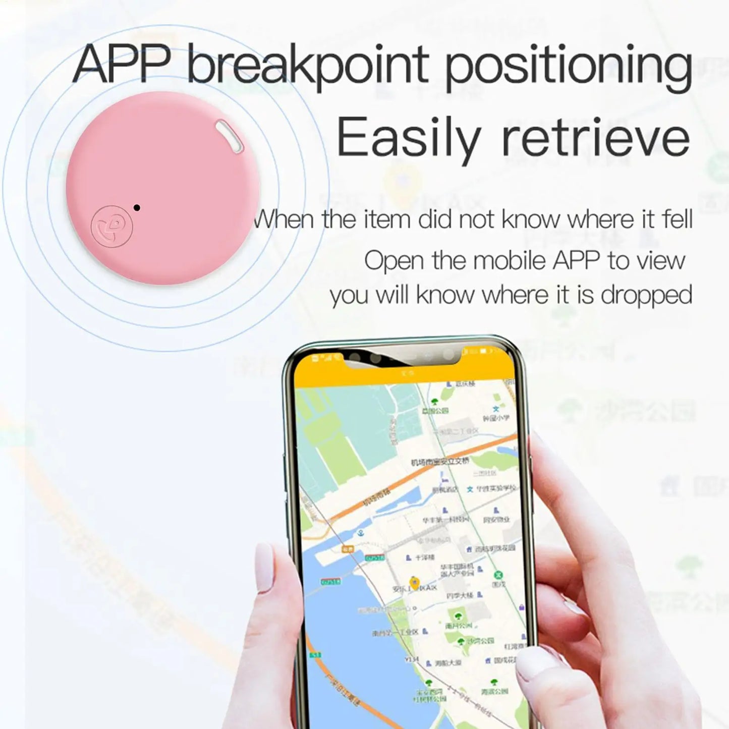 Round Bluetooth Anti-Lost Tracker Tag for Pets, Keys & Bags