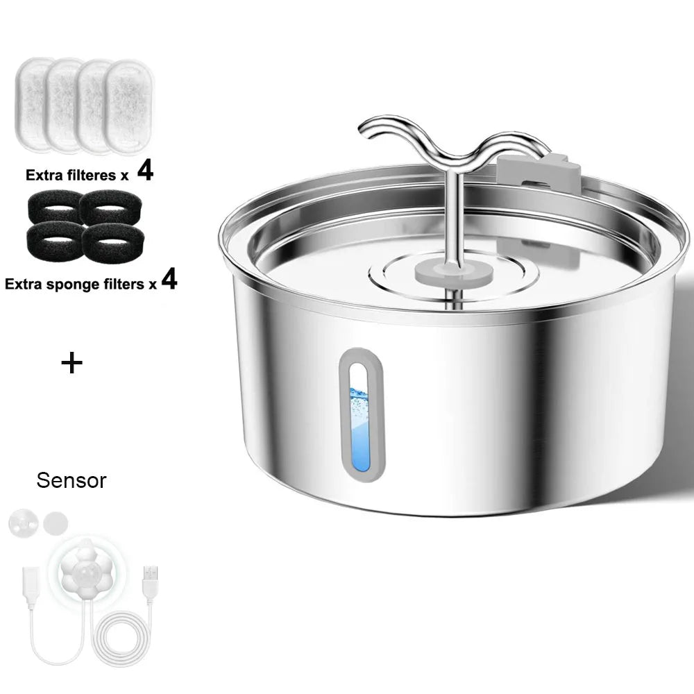 Fontaine à eau pour chat 3,2 L, fontaine de circulation avec système de triple filtration, gamelles d'eau multiples pour chats et chiens