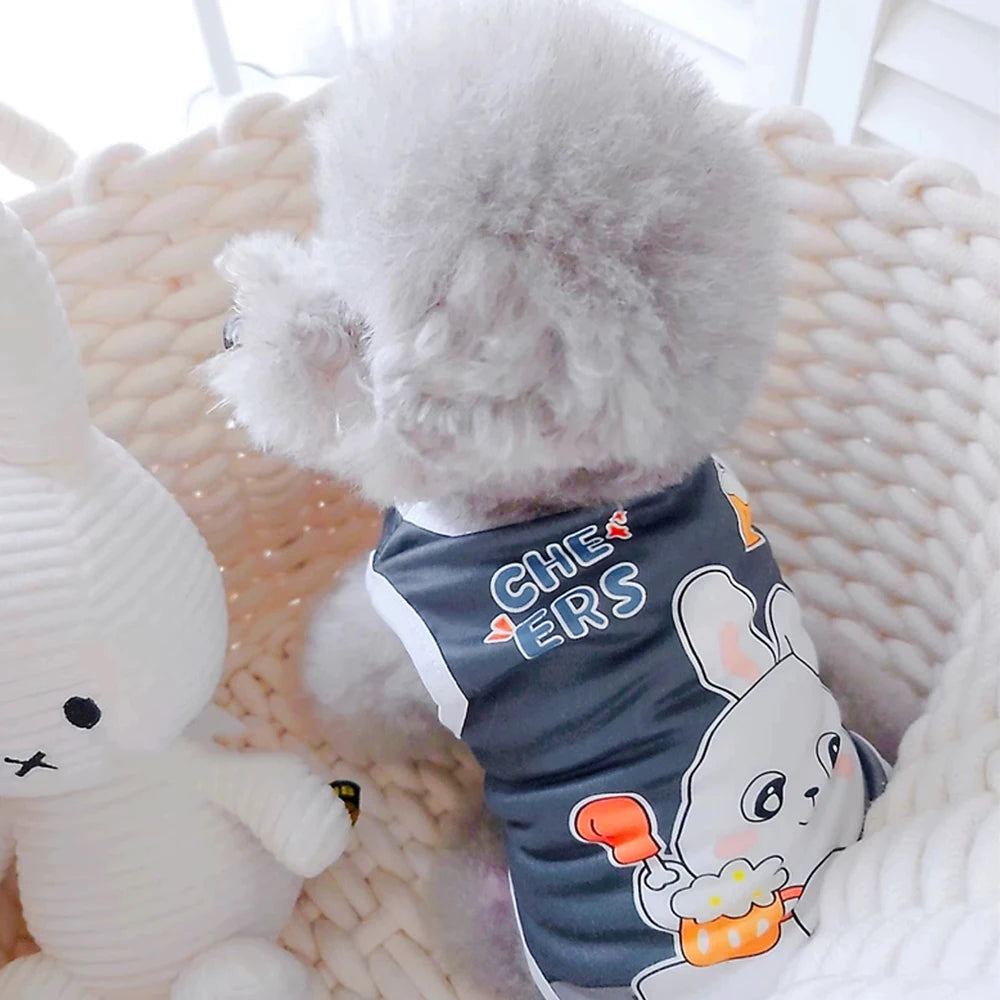 Cartoon Print Sleeveless Vest for Small Dogs & Cats
