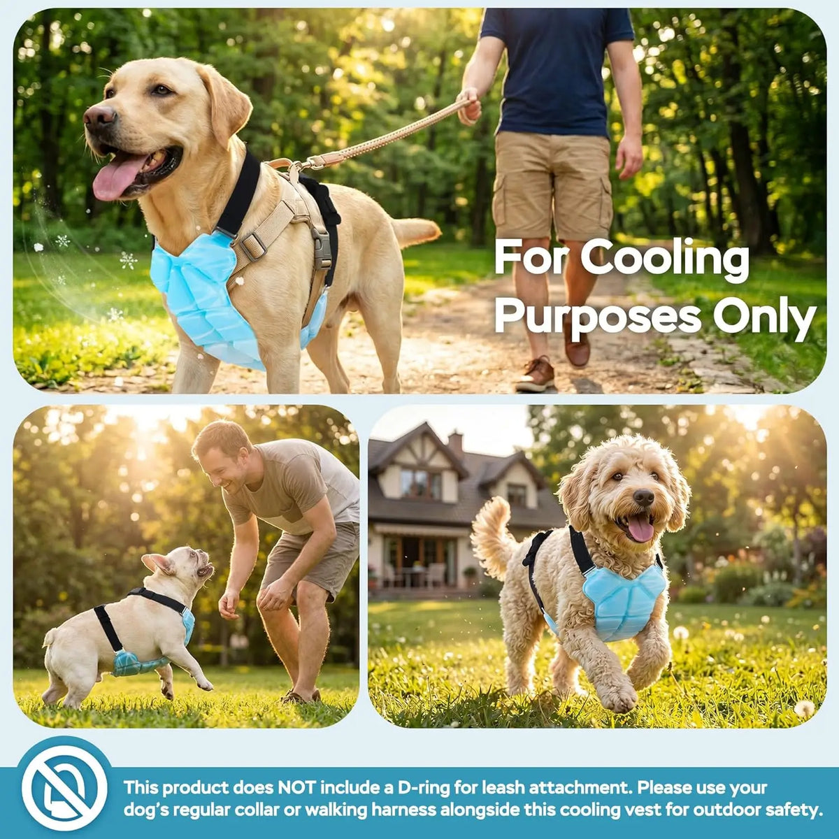 Reusable Gel Dog Cooling Harness Vest with Elastic Straps — Lightweight Summer Cooler