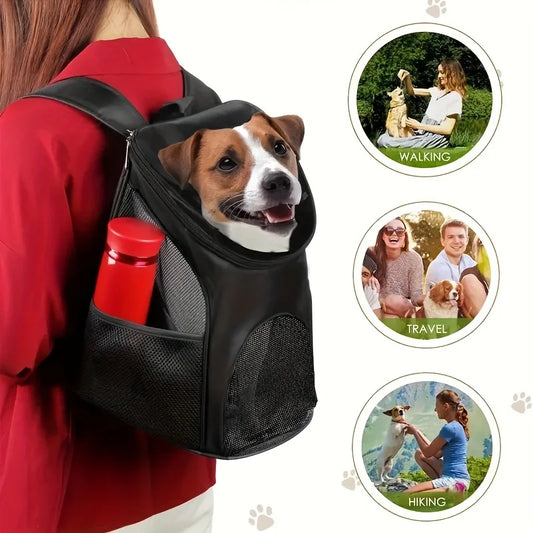 Portable Dog Carrier Backpack - Breathable Mesh Travel Bag with Large Capacity