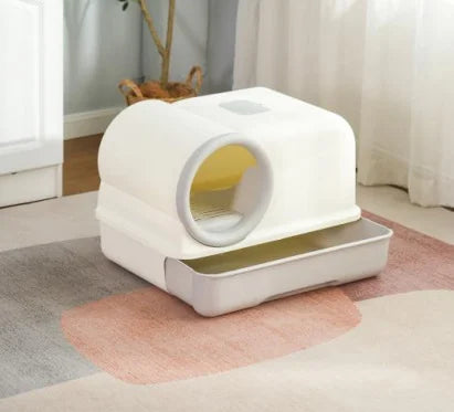 Extra Large Enclosed Self-Cleaning Cat Litter Box — Anti-Splash Foldable Drawer & Odour Control