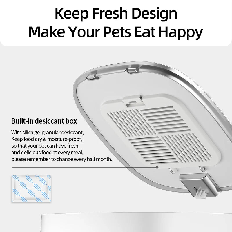 Automatic Dry Food Pet Feeder with Single or Double Bowls