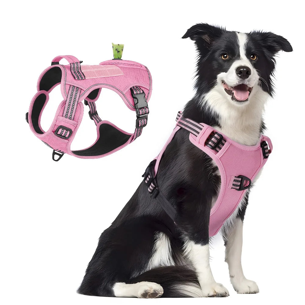 Harnais tactique anti-traction réfléchissant pour chiens de taille moyenne et grande