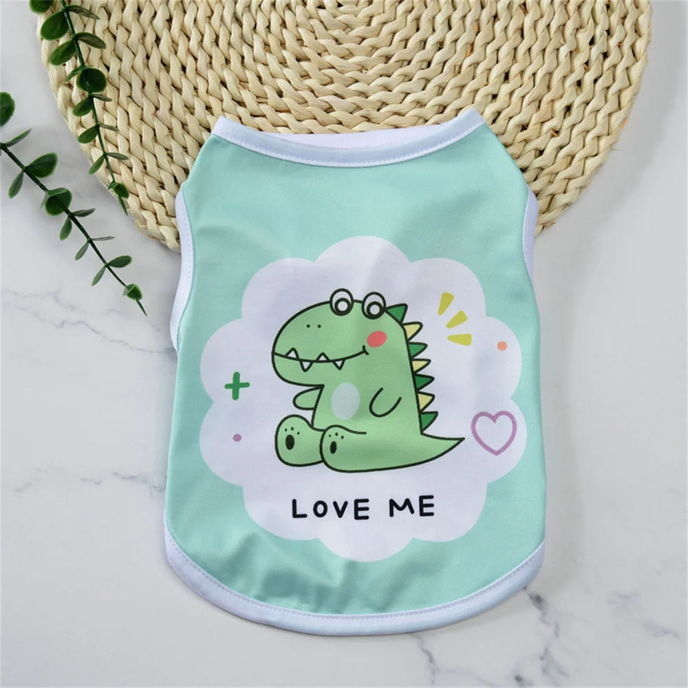 Cartoon Print Sleeveless Vest for Small Dogs & Cats