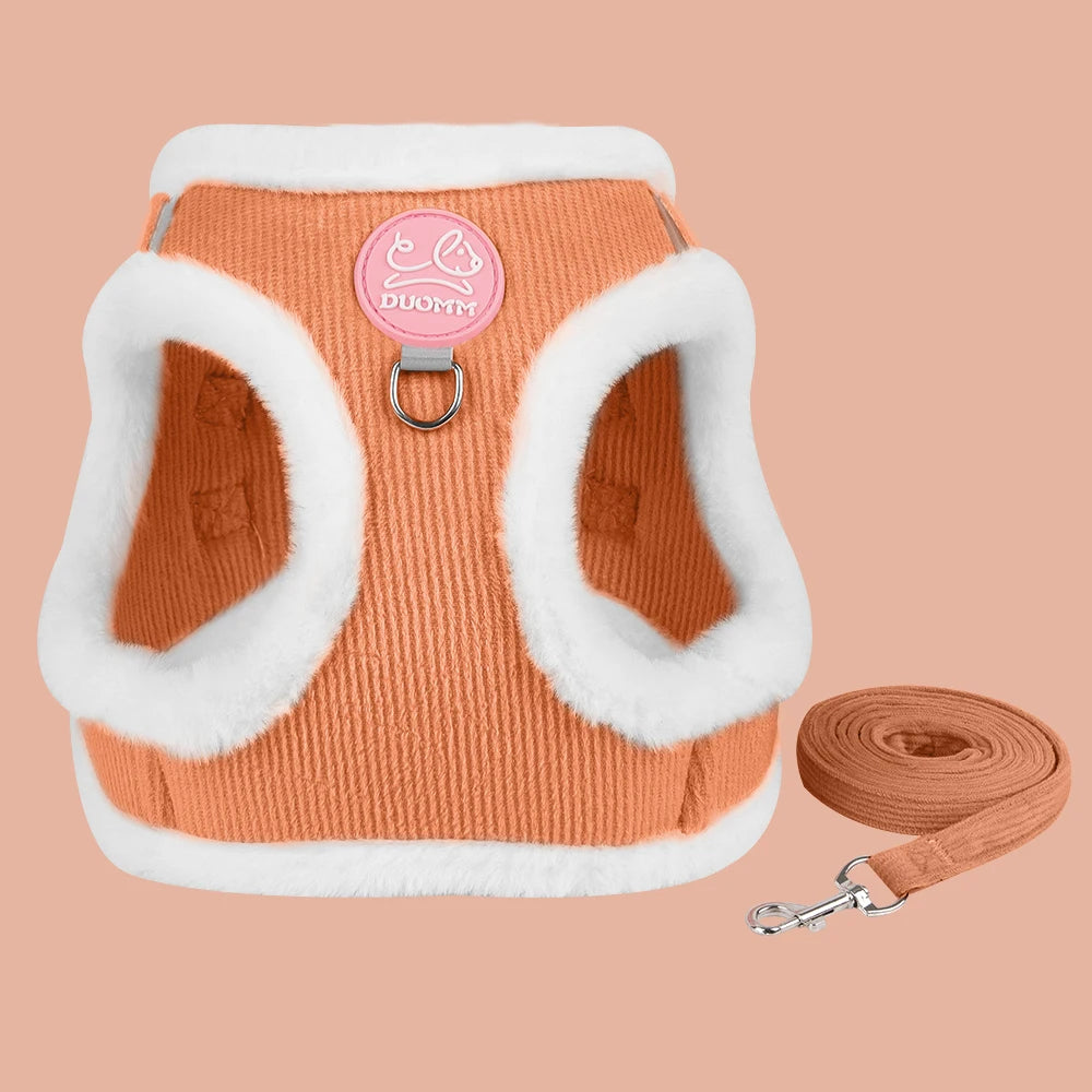 Rabbit Fur Harness & Leash Set for Cats & Small Dogs