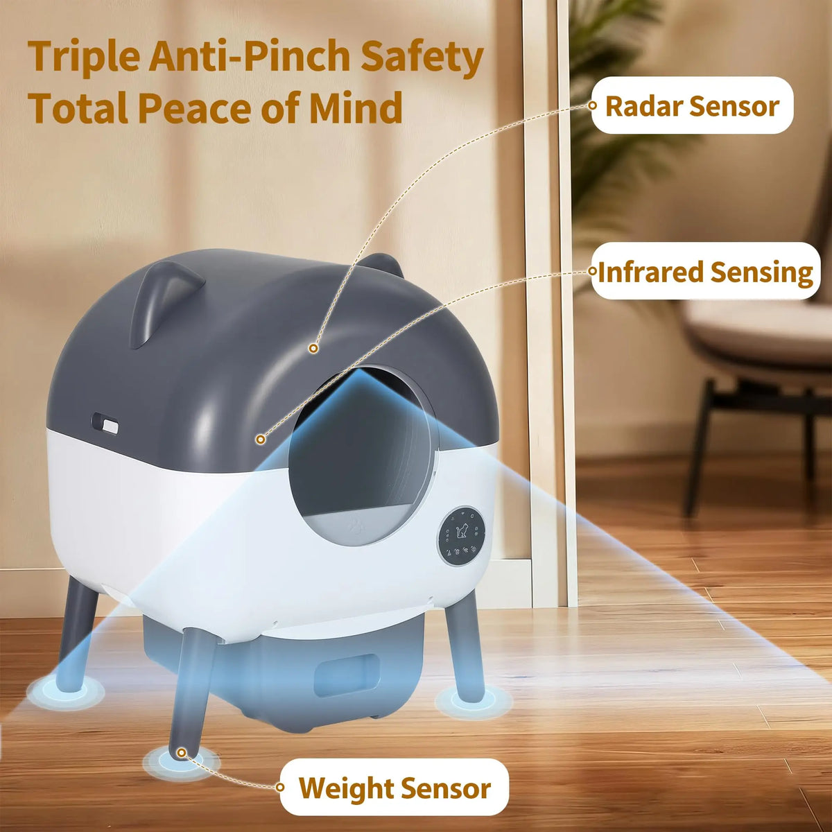 76L Self-Cleaning Cat Litter Box | 15-Day Waste Bin | ≤35dB Quiet | LED Night Light | App Control