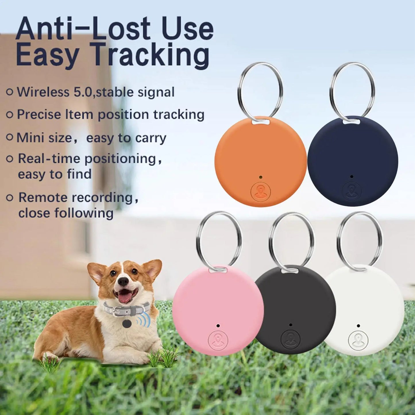 Round Bluetooth Anti-Lost Tracker Tag for Pets, Keys & Bags